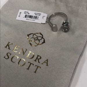 Platinum Drusy & Silvertone Pryde Open Ring M/L